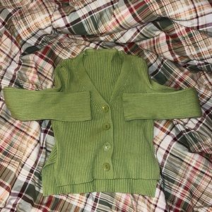 green cropped cardigan